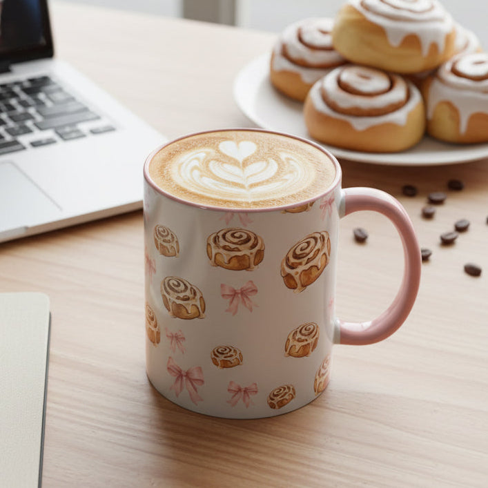 Pink Cinnamon Roll Coffee Mug – Cute Ceramic Tea Cup | Aesthetic Gift for Coffee Lovers