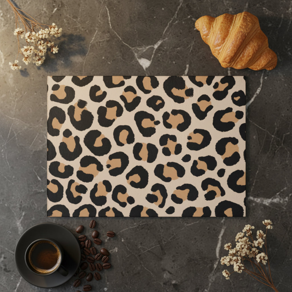 Leopard Print Glass Cutting Board – Personalized Kitchen Decor | Custom Glass Chopping Board | Modern Housewarming Gift | Luxury Glass Cutting Board