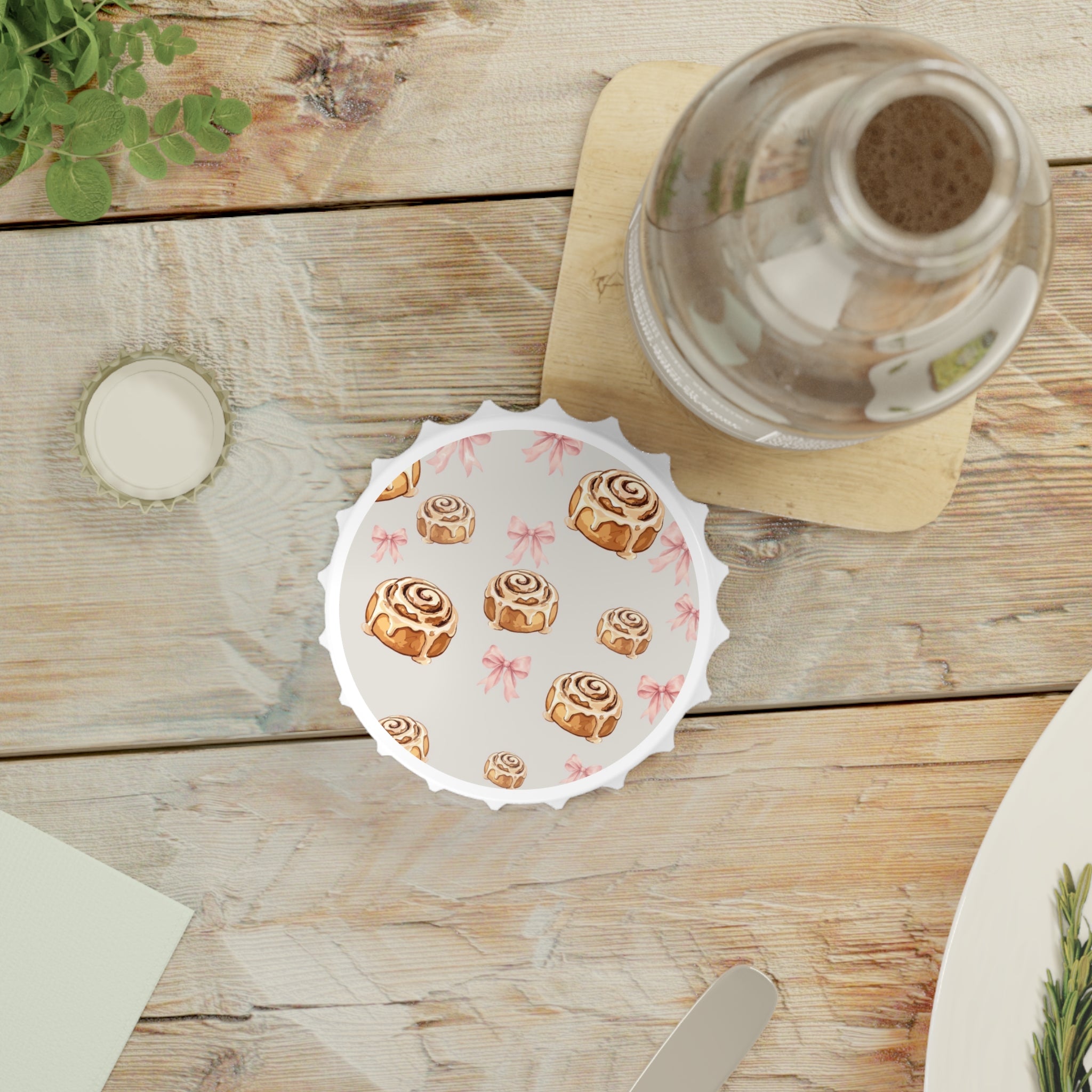 Cute Cinnamon Roll Bottle Opener Magnet | Kawaii Kitchen Fridge Magnet | Bakery Lover Gift | Cinnamon Bun Kitchen Accessory | Bottle Opener