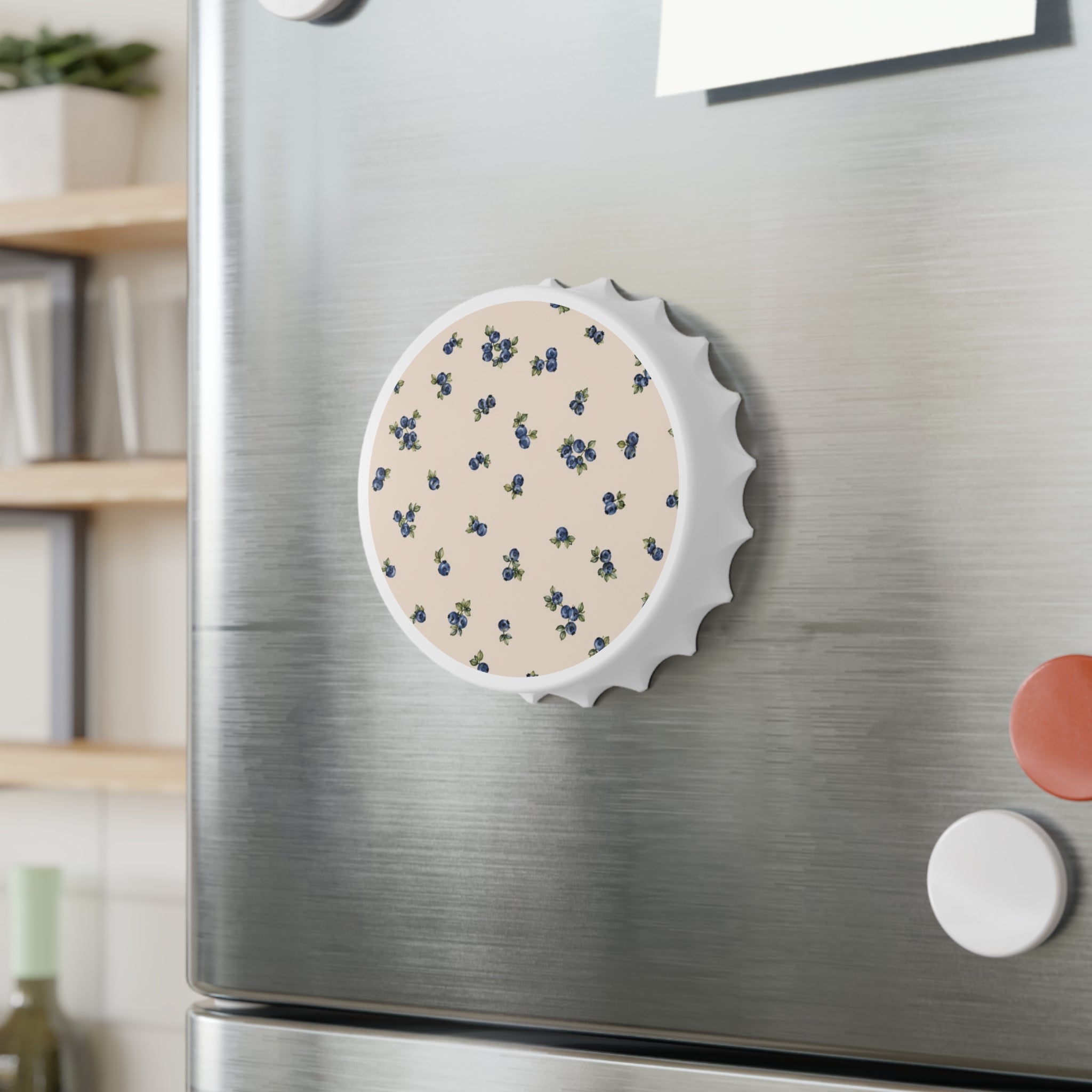 Blueberry Bottle Opener Magnet | Cute Berry Fridge Magnet | Beige Kitchen Accessory | Fruit Lover Gift | Bottle Opener | Cottagecore | Farmhouse