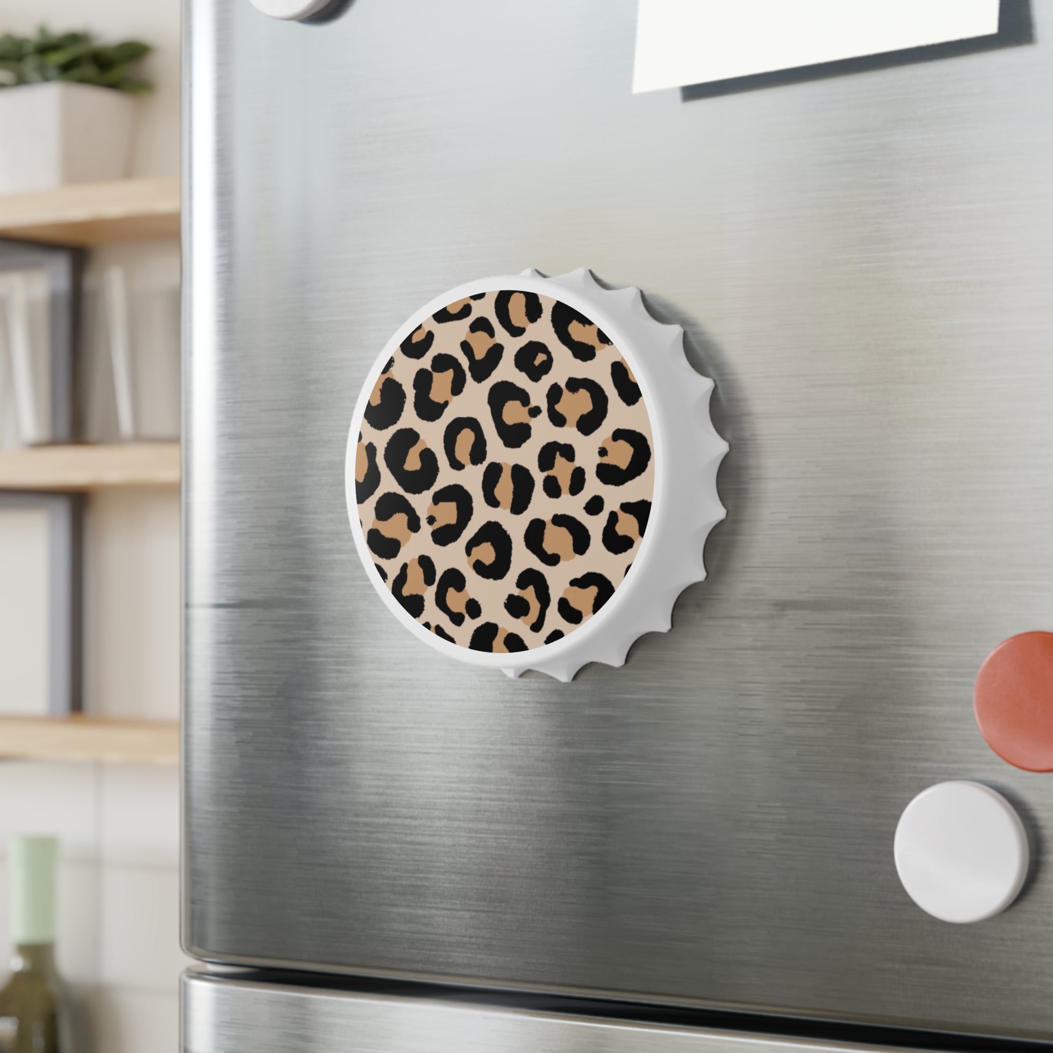 Leopard Print Bottle Opener Magnet | Animal Print Fridge Magnet | Stylish Kitchen Accessory | Leopard Lover Gift
| Bottle Opener