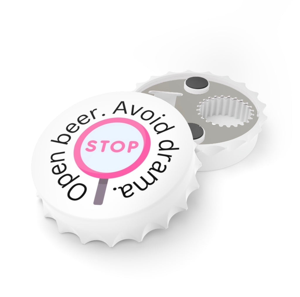 Bottle Opener Magnet – "Open Beer. Avoid Drama." | Fridge Beer Opener | Beer Lover Gift | Funny Bar Accessory | Funny Bottle Opener