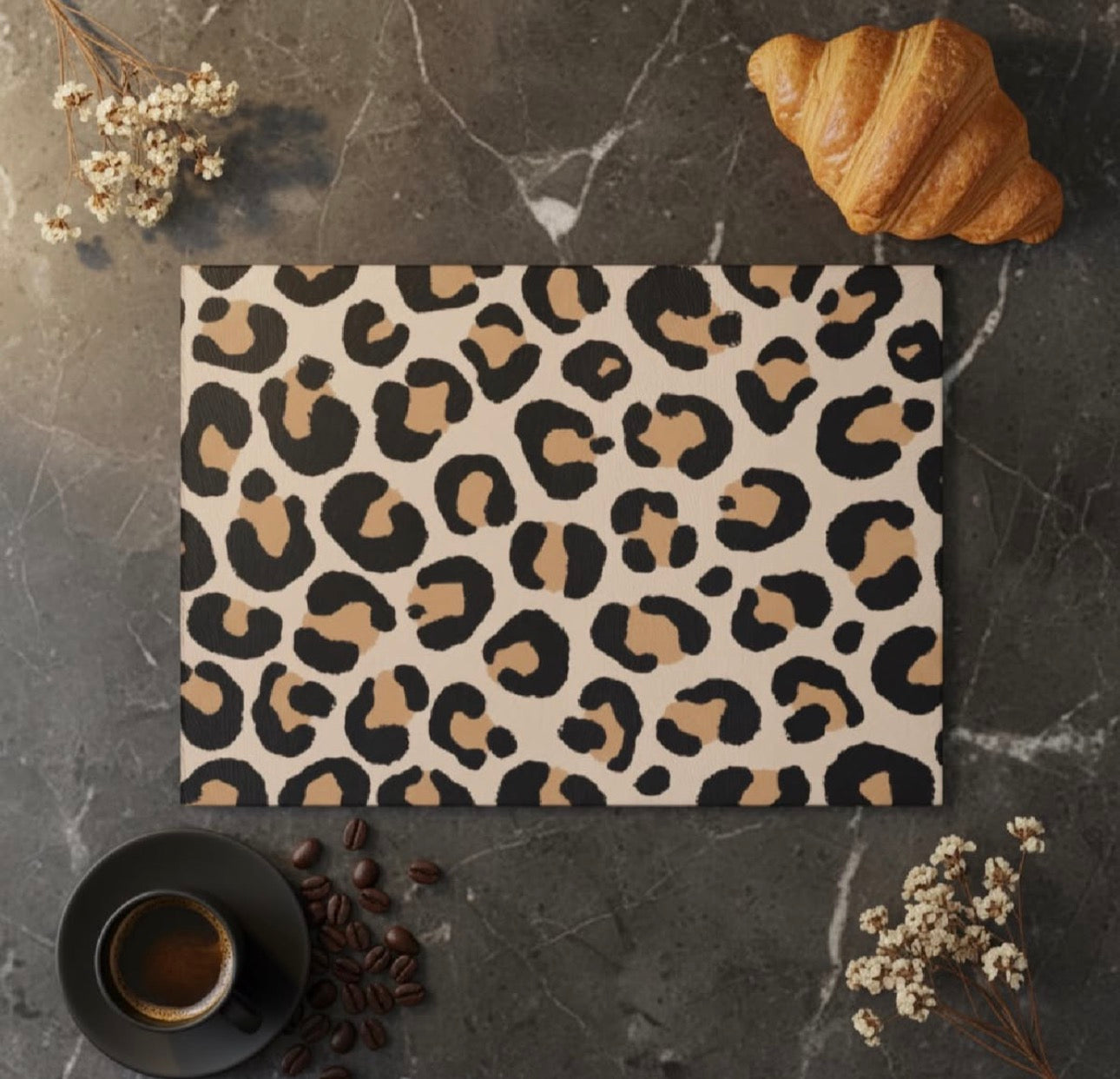 Leopard Print Glass Cutting Board – Personalized Kitchen Decor | Custom Glass Chopping Board | Modern Housewarming Gift | Luxury Glass Cutting Board