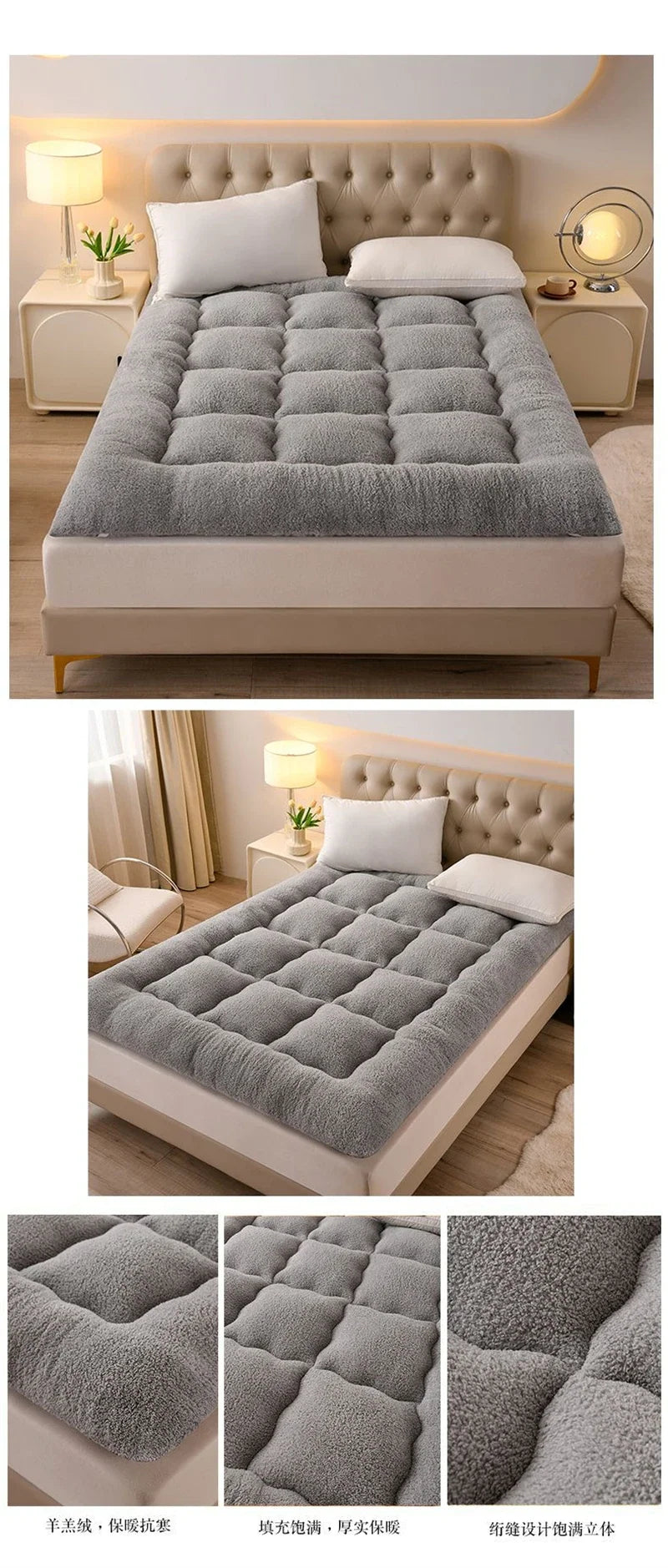 Four Season Can Be Used Queen Mattress Pad Soft Thicken Quilted Mattress Toppers Living Room or Car Sleeping Mats Field Camp Mat
